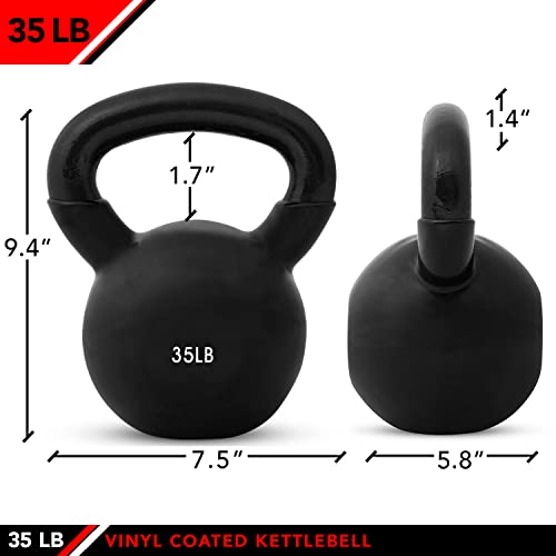 JFIT Kettlebell Weights Vinyl Coated Iron - style: 35lb (Black)