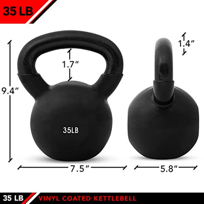 JFIT Kettlebell Weights Vinyl Coated Iron - style: 35lb (Black)