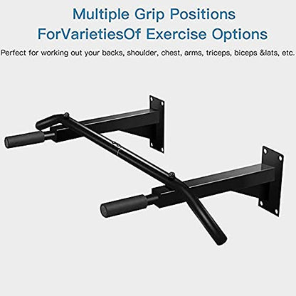 Wall Mounted Pull-Up Bar, Multifunction Dip Station/Heavy Duty Chin Up Bar for Home Gym Exercise and Workout, Can Bear 200Kg/440Lb