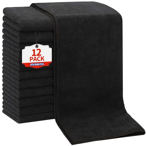 Salon Towels 12 Pack, Black Hand Towels for Bathroom, Quick Dry Gym Towels, Spa Face Towel, Absorbent Microfiber Towels for Salon, Barber, Gym, Bath, Pedicure and Home Hair Care,16 x 27 in - color: Black