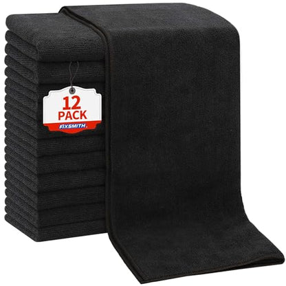 Salon Towels 12 Pack, Black Hand Towels for Bathroom, Quick Dry Gym Towels, Spa Face Towel, Absorbent Microfiber Towels for Salon, Barber, Gym, Bath, Pedicure and Home Hair Care,16 x 27 in - color: Black