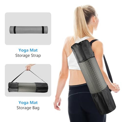 LFS Yoga Mat 72.8" x 31.5" x 2/5 inch Thick With Strap and Bag, Extra Wide Workout Mat for Women and Men, Non Slip Exercise Mat for Home Outdoor Yoga, Pilates, Stretching, Floor & Fitness Workouts