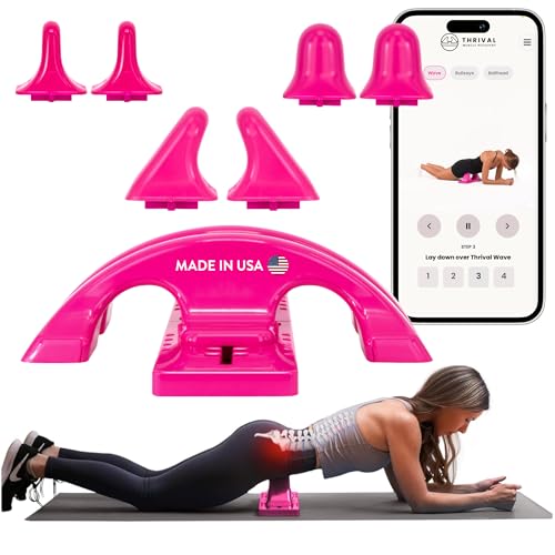 Relief Pro - Fully Adjustable Psoas, Back and Hip Flexor Muscle Release Tool with Thrival App for Targeted Routines, Deep Tissue, Trigger Point Massage (Pink) – Made in USA - color: Pink, size: Thrival Relief Pro