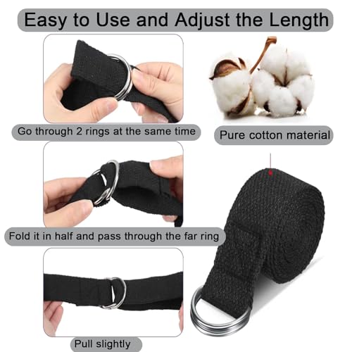 Yoga Strap for Stretching, Yoga Belt Strap for Stretching with Adjustable Buckle, 5.9 Ft for Yoga & Pilates & Gym Workouts, Stretch, Improve Flexibility & Maintain Balance