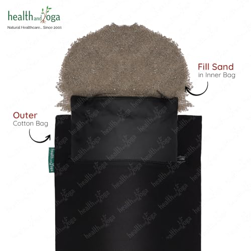 HealthAndYoga™ Yoga Sand Bags - Double Bag with Inner Waterproof Bag - Prop for Adding Weight and Support (Black) - color: Black