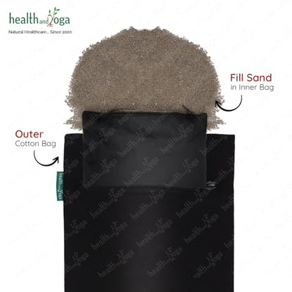 HealthAndYoga™ Yoga Sand Bags - Double Bag with Inner Waterproof Bag - Prop for Adding Weight and Support (Black) - color: Black