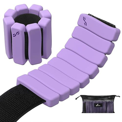 Sportneer Wrist & Ankle Weights for Women & Men Set of 2 (1LB/2LB Each) - Soft Silicone Arm & Leg Weights for Pilates, Yoga, Walking, Barre, Home Workout, Water Aerobics