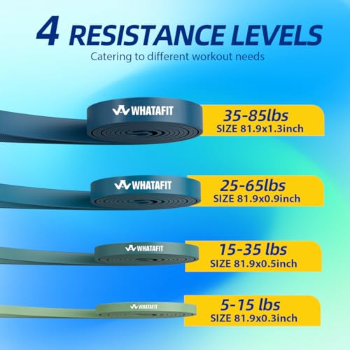 WHATAFIT Resistance Bands,Pull Up Assist Bands Set with Handles, Exercise & Workout Bands with Door Anchor for Men & Women – Home Fitness Equipment for Strength Training, Stretching