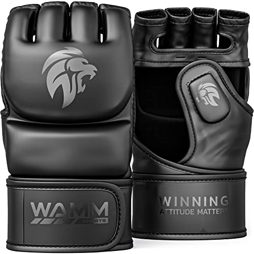 MMA Gloves - for Men & Women - MAXForce EVE Anti-Injury Shock Absorb Boxing Gloves Kickboxing Gloves - Half Finger, Open Palm for Muay Thai, Sparring, Punching Bag - color: Black, size: Large/XLarge