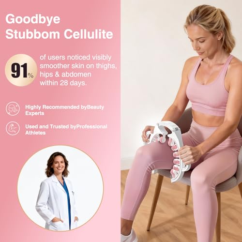 Lymphatic Drainage Massager Roller–Fascia Blaster Tool for Legs,Thighs,and Calves –Deep Tissue Body Sculpting and Anti-Cellulite Massager Tool - color: Pink