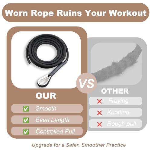 Pilates Reformer Replacement Ropes (2 Pack), 110” Extra Long 8mm Nylon Rope with Metal Grommet, Heavy Duty Low-Noise Pulley Rope for Reformer, Tower & Cadillac-Style Equipment - color: strap only