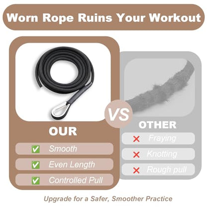 Pilates Reformer Replacement Ropes (2 Pack), 110” Extra Long 8mm Nylon Rope with Metal Grommet, Heavy Duty Low-Noise Pulley Rope for Reformer, Tower & Cadillac-Style Equipment - color: strap only