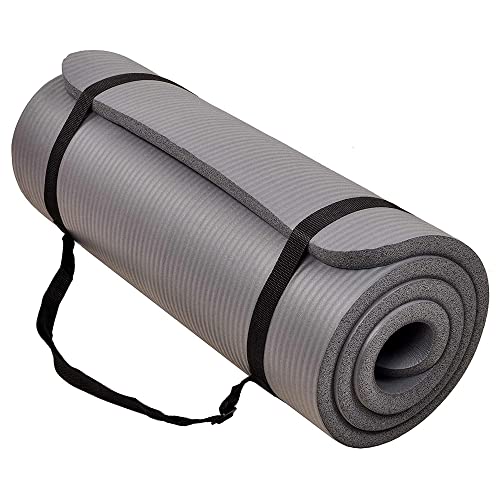 BalanceFrom Yoga Mat, 1-Inch Extra Thick High Density Exercise Mat, Anti-Tear Exercise Yoga Mat with Carrying Strap, Suitable for Various Yoga Exercises, Multiple Colors