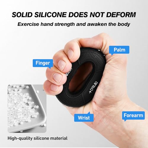 Hand Grip Strengthener Rings - 4 Pack Finger Exerciser Grip Strength Trainer Silicone Squeezer Gripper for Muscle Strengthening Training Forearm Grip Workout Stress Relief Rehabilitation 30LB-80LB