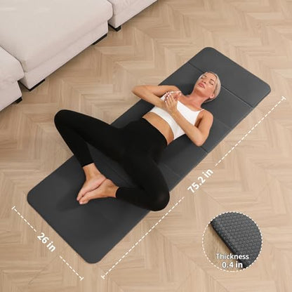 PAIDU Foldable Yoga Mat - 10mm Extra Thick, 75"26" Non-Slip Exercise Fitness Mat | SGS Eco-Certified, Portable for Yoga/Pilates/Studio/Home Workout - color: Black&