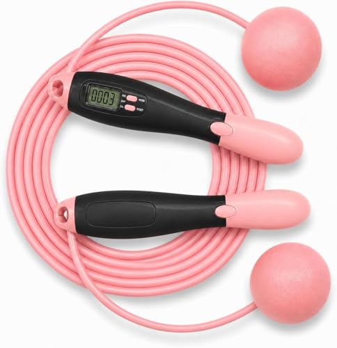 HARCOS Cordless Jump Rope with Counter & LCD Display – 2-in-1 Weighted Ball Skipping Rope & Adjustable Steel Cable – Tangle-Free Speed Jump Rope for Women, Men & Kids – Home Gym Cardio Fitness Equipment