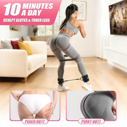 Ankle Resistance Bands with Cuffs, Resistance Bands Set for Working Out, Leg and Glute Exercise Bands – Home Gym Workout Equipment for Women, Booty Building, Pilates, Rehab, Physical Therapy