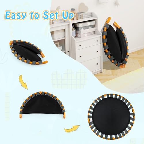 Giantex 36-Inch Mini Trampoline for Kids, ASTM Approved Foldable Rebounder Trampoline with Foamed Handle, Max Loaded 330 lbs, Indoor Safety Padded Fitness Trampoline