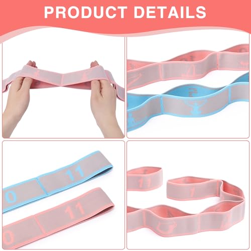 Elastic Yoga Stretching Strap with Loops, CEILIWEN Stretch Straps for Physical Therapy, Pilates Stretch Band, Elastic Exercise Bands, Leg Stretching Strap, Stretch Resistance Bands for Exercise - color: 11 Loops - 2 PCS