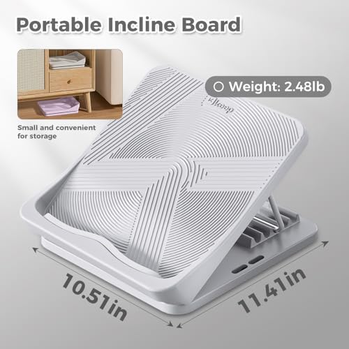 Keep Compact Slant Board for Calf Stretching, 5-Level Adjustable ABS Incline Board, Portable Foot Stretcher for Ankle Mobility, Yoga & Home Fitness, Women Teens Beginners, Grey - color: Grey