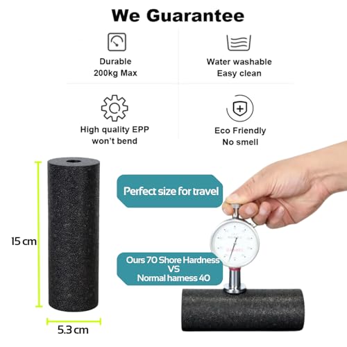 Mini Massage Foam Roller High Density - 100% Recycled Non-Toxic Material - Portable Pocket-Sized for Travel - Foot Arch,Legs & Arms Pain Target - Waterproof and Durable 15x6cm(Red)