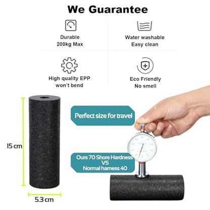 Mini Massage Foam Roller High Density - 100% Recycled Non-Toxic Material - Portable Pocket-Sized for Travel - Foot Arch,Legs & Arms Pain Target - Waterproof and Durable 15x6cm(Red)