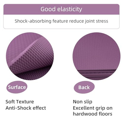 Foldable Yoga Mat 72" L x 24" W x 0.24 Inch，Travel Yoga Mat with Stretch Strap, Non-Slip Folding Yoga Mats for Home/Gym，Pilates Mat/Non Slip Yoga Mat for Fitness