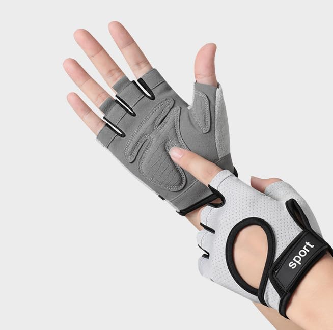 Fingerless-Workout-Gloves for Men Women, Breathable-Mesh Gloves with Anti-Slip-Palm for Cycling Gym Fitness