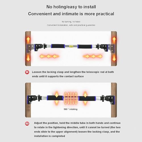 72-97cm Adjustable Pull Up Bar for Doorway, No-Screw Pull-Up Bar for Home Gym, Max Load 440lbs Strength Training(72-97cm)