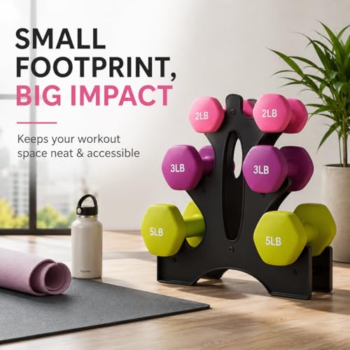Dumbbell Rack Stand,3-Tier Compact Plastic A-Frame Weight Storage Tree for Home Gym - Lightweight Organizer Holder for Neoprene Hand Weights 23x22.5x8.5cm(Dumbbells Not Included)