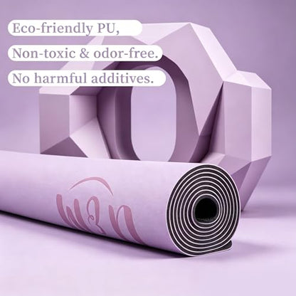 U&M Professional Non Slip PU Yoga Mat with Carrying Strap & Alignment Line, 72"x27" Extra Wide 0.2" Thick Exercise Mat for Home Gym | Sweatproof High Density | Anti-tear | Textured Surface | Natural Rubber Bottom Workout Mat for Women & Men Yoga Pilates F