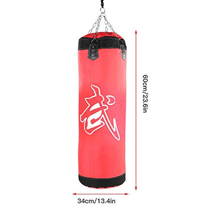 Tbest Heavy Boxing Punching Bag, Empty Sandbag Hanging Punching Bag Training MMA Kickboxing Muay Thai Boxing Sandbag Hook Kick Sandbag for Kid Adult - color: Red, size: 60CM