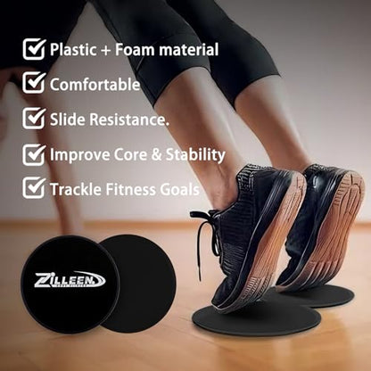 ZILLEEN Exercise Sliders for Working Out Fitness Discs for Pilates Women Men, 2 Pack - color: Black