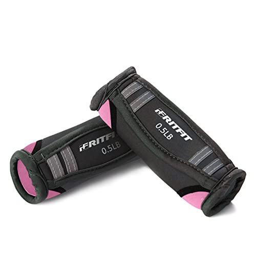 RitFit Soft Hand Weights Set - 0.5/0.75/1/1.5/2 LBS (1 Pair) Walking Dumbbell for Women & Men with Reflective Straps - Jogging, Running, Physical Therapy, Aerobics - Pink Orange Blue Grey Black - size: 0.5lb each (1lb pair)