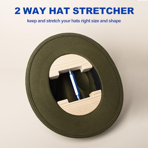 Hat Stretcher for Fitted Hats, Cowboy Hat Stretcher Fitted Hat 7 to 8 1/2, Adjustable Wooden Hat Jack Stretcher Fits All Caps - color: Round Square Blue