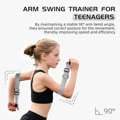 Arm Swing Trainer for Youth, Adjustable Nylon Running Arms position for 90 Degrees - color: Silver