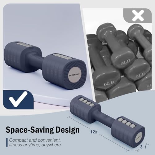 EAST MOUNT Adjustable Weight Dumbbells Set of 2, 8 in 1 Hand Weights for Women 2lb/3lb/4lb/5lb/6lb Dumbbell Weights Set 12 lbs/Pair Hand Weights for Home Office Gym Workout