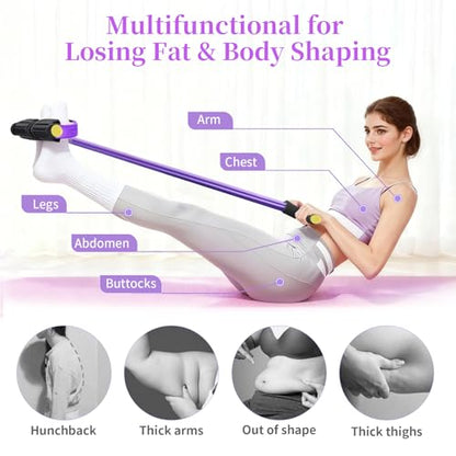 Pedal Resistance Band with Handle, Upgraded 6-Tube Exercise Bands - color: Black & Purple