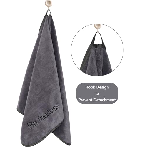 Microfiber Gym Towels Bigger Size Super Soft for Exercise Fitness, Sports, Workout, 380-GSM 15-Inch x 31-Inch Quick-Drying Towels (3 Pack, Grey+Blue+Purple)