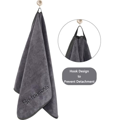 Microfiber Gym Towels Bigger Size Super Soft for Exercise Fitness, Sports, Workout, 380-GSM 15-Inch x 31-Inch Quick-Drying Towels (3 Pack, Grey+Blue+Purple)