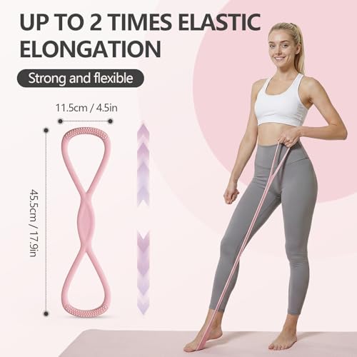 Figure 8 Resistance Band for Working Out, Arm Bands for Physical Therapy, Exercise Bands & Strech Bands with Handle, Yoga Stretch Band, Fitness Equipment for Yoga, Pilates