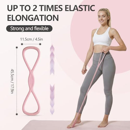 Figure 8 Resistance Band for Working Out, Arm Bands for Physical Therapy, Exercise Bands & Strech Bands with Handle, Yoga Stretch Band, Fitness Equipment for Yoga, Pilates