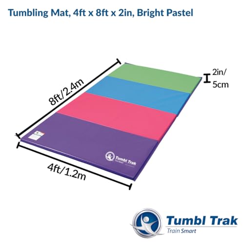 Tumbl Trak Gymnastics Folding Tumbling Panel Mat - color: Bright Pastel, size: 4'x8'x2"