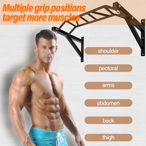 Multifunctional Wall Mount Pull-Up Bar Fitness Equipment,Chin-Up for Indoor Home Gym Workout,Supports to 440 Lbs
