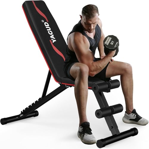 Yagud Weight Bench Press, Adjustable Workout Bench, Foldable Strength Bench - color: Classic Black