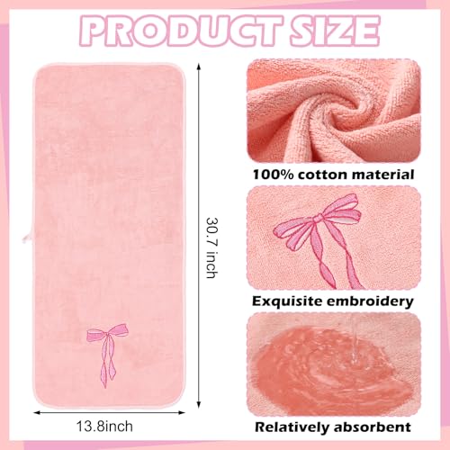 3 Pcs Bow Microfiber Gym Towels Coquette Embroidered Bow Bigger Size Soft Quick Drying Towels 14 x 31 Inches for Gym Exercise Fitness Sports Workout Spa Bathroom Kitchen Women Gifts