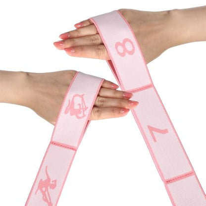 2pcs 8-Loop Elastic Resistance Band Stretching Strap Stretch Band Adjustable Stretch Bands for Dance Yoga Ballet Gymnastics Exercise Training Resistance Strap Leg Arm Stretching Equipment