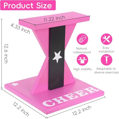 Cheerleading Balance Trainer, Wooden Cheer Equipment Stunt Trainer Practice, Pink Cheer Flyer Stand Balance Board for Core Strength, Stability & Body Control