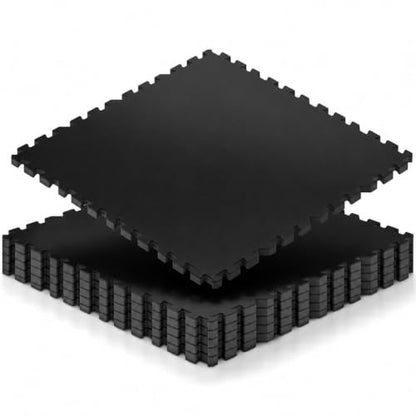 0.6'' Thicker 6 Tiles 24 Sq Ft Gym Flooring for Home Gym, Heavy Duty Interlocking Gym Mats, High Density EVA Foam Mats, Non-Slip Workout Mats, Exercise Mats for Home Workout, Black