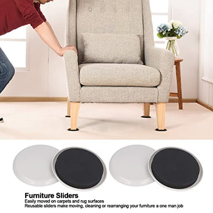 8PCS Furniture Sliders for Carpet, Reusable Furniture Sliders for Hardwood Floors and Carpet Effortless Moving Surface Protection (3.5 inches)
